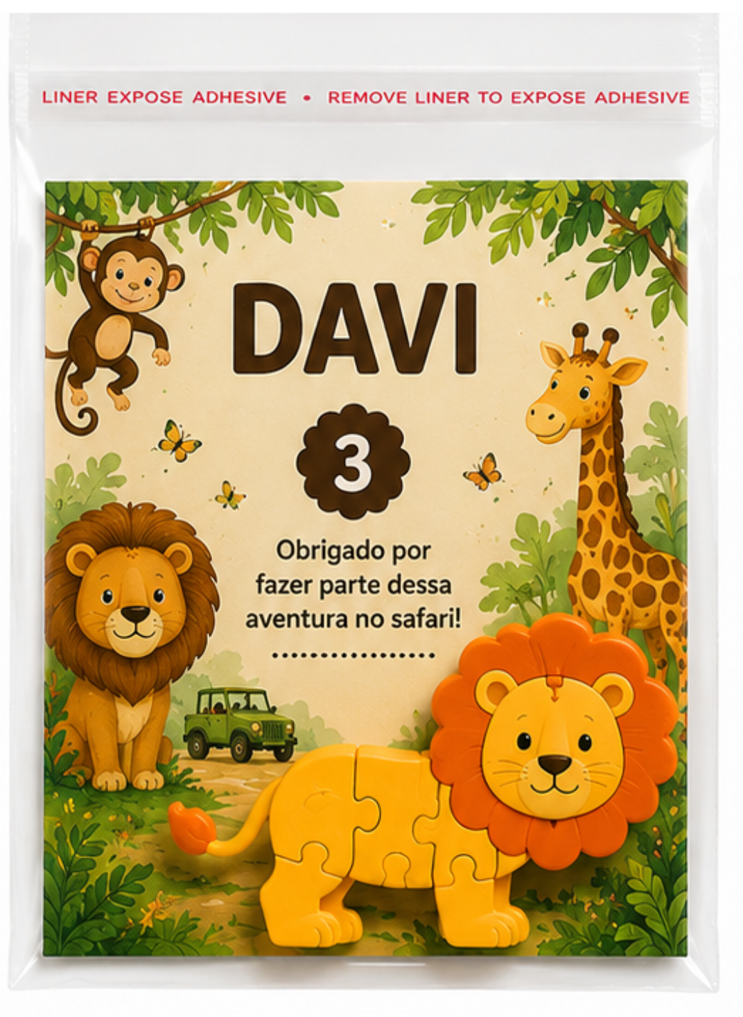 Quebra-cabeça personalizado tema safari.